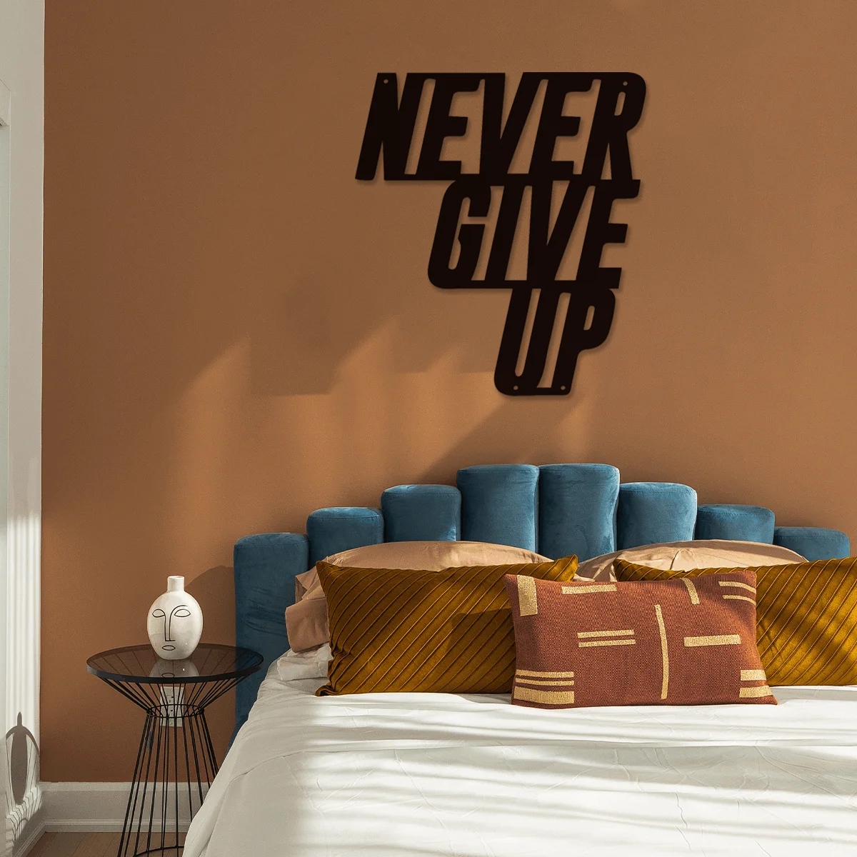 

CIFBUY Deco Never Give Up Metal Sign Metal Home Decoration Art Wall Hangings Quote Wall Art Metal Sign Nursery Bedroom Decor