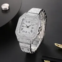 Classic Luxury Business Men's Steel Strap Square Roman Scale Rhinestone Quartz Watch Lesiure Male Wristwatch Relogio Masculino 4