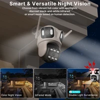 Caméra IP PTZ à trois objectifs, caméra de sécurité extérieure HD à trois écrans, WiFi, suivi automatique, double objectif, caméra CCTV sans fil, iCsee 4
