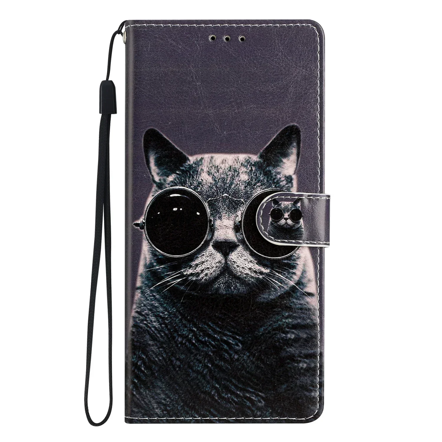 Colorful Vibrant Painted Flip Leather Wallet Phone Case with Card Slots