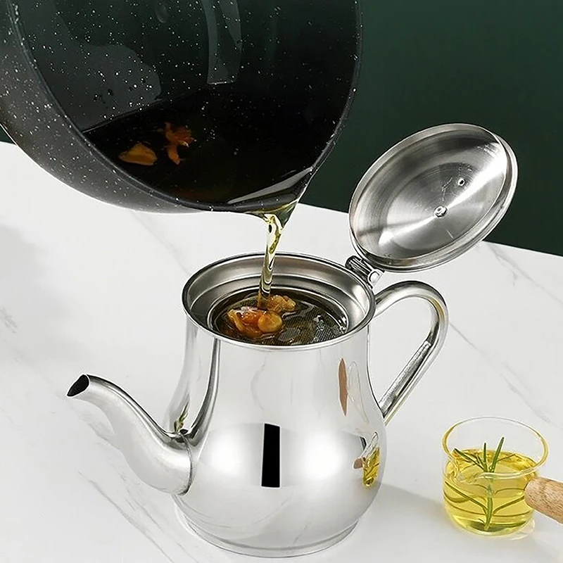 Filter Oil Pot Stainless Steel Household Leak-proof Wine Pot Pouring Oil Bottle Seasoning Tank Kitchen Supplies Pot Oil Tank