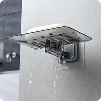 Soap Rack No Drilling Wall Mounted Double Layer Soap Holder Soap Sponge Dish Bathroom Accessories Soap Dishes Self Adhesive 1