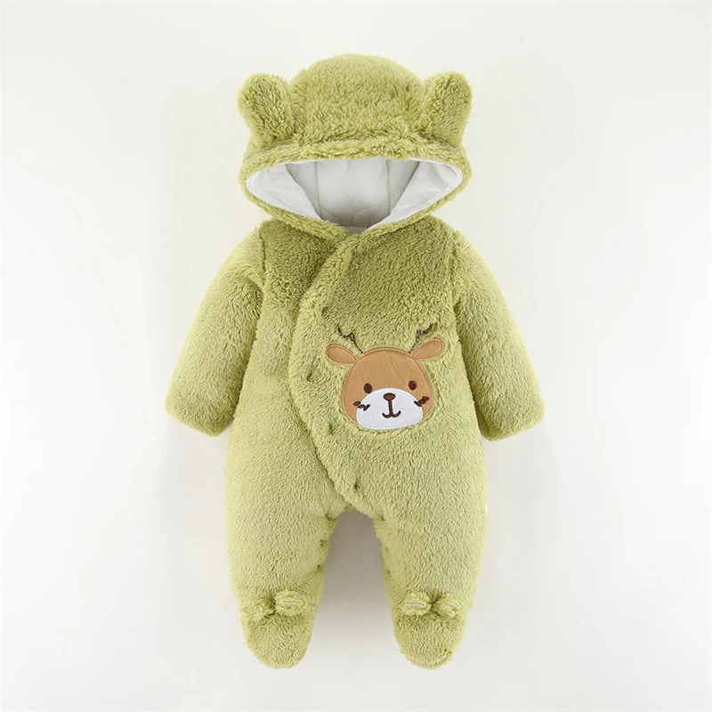 Baby Clothes 0 3 6 9 12 Months Newborn Baby Rompers Cute Christmas Elk Plush Infant Girl Overall Jumpsuit Autumn Winter Warm Baby Boy Clothes