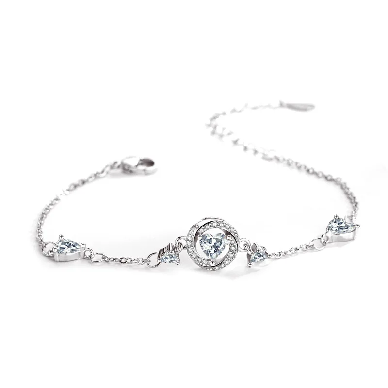 

Женские браслеты из стерлингового серебра, оригинальные модные ювелирные украшения с цепочкой в форме сердца Mobius