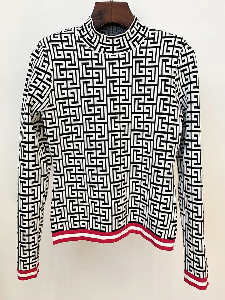 Monogrammed Sweaters Women, Designer Jacquard Sweater