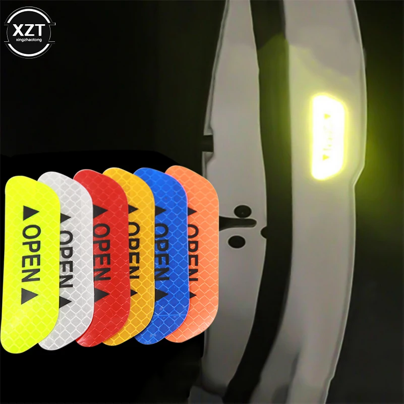 

4PCS Reflective Car Door Sticker Safety Opening Warning Reflector Tape Decal Car Accessories Exterior Interior Reflector Sticker