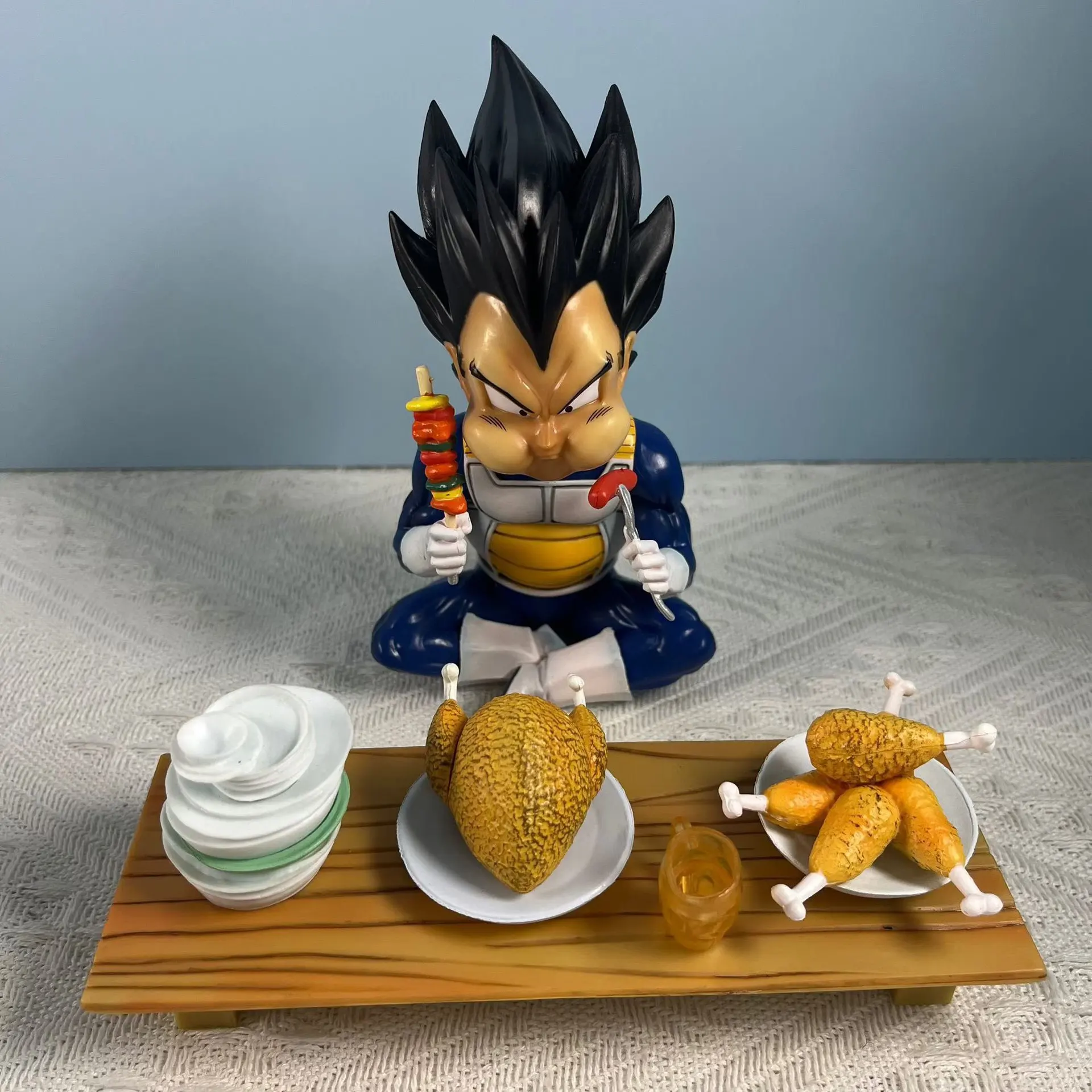 Anime Dragon Ball Z GK a bowl of good rice dining gobbler Vegeta Goku Eating Pvc Action Figures Collection Model Toys Gifts