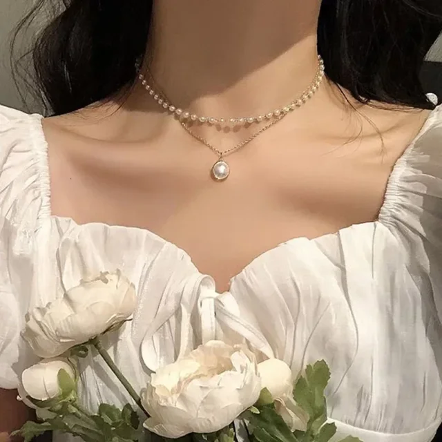 98636-3814fa.jpg Collier Double couche étoile lune pour femmes, couleur argent, breloque délicate en Zircon, chaîne ras du cou en acier inoxydable, bijoux, nouvelle mode