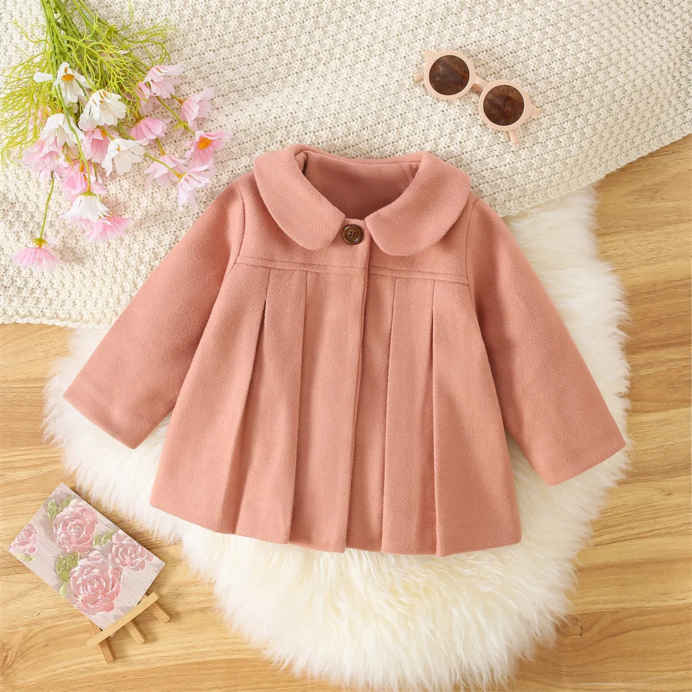 Baby Girl'S Summer Solid Color Woolen Coat For Baby Kids Cute Lapel Coat For Kids Girl Jacket Top Girl