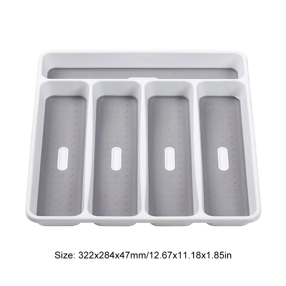 Flatware Tableware Silverware Drawer Organizer with Non-slip TPR Linings Non-Slip Utensil Organizer Plastic Cutlery Tray 6