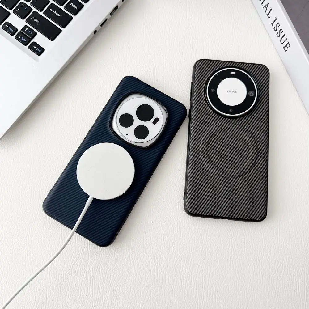 Magnetic Carbon Fiber Soft TPU Case with Magsafe Charging Compatibility