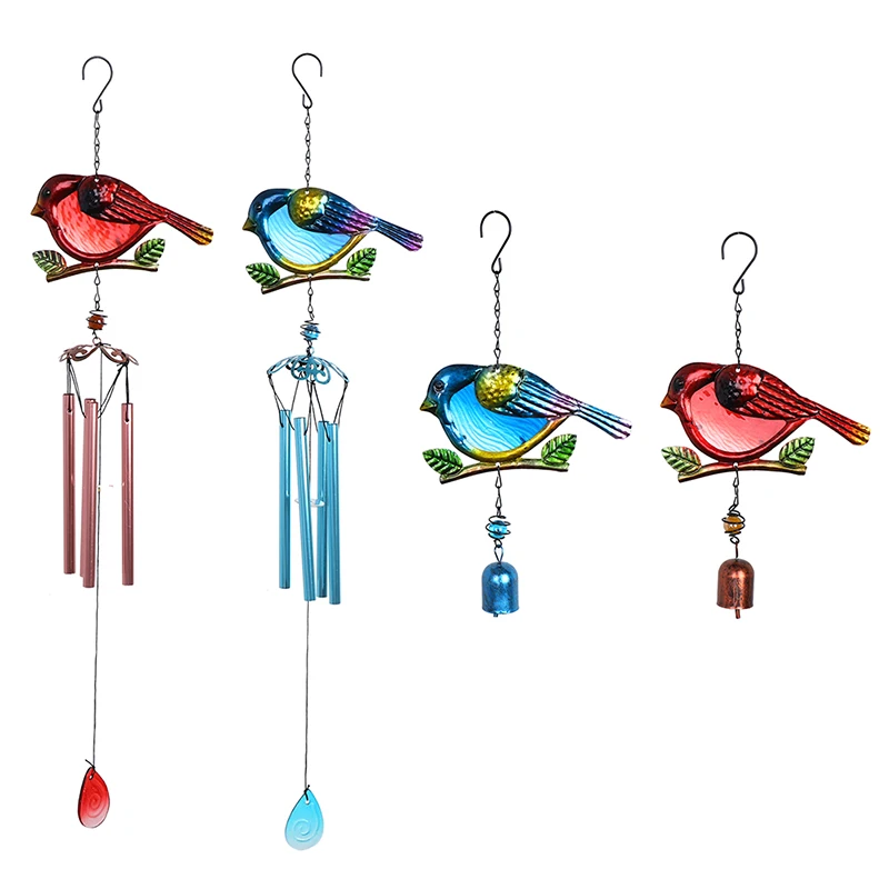 1pcs Wind Chimes Portable Metal Glass Decor Wind Chimes Cute Bird Hanging Bells