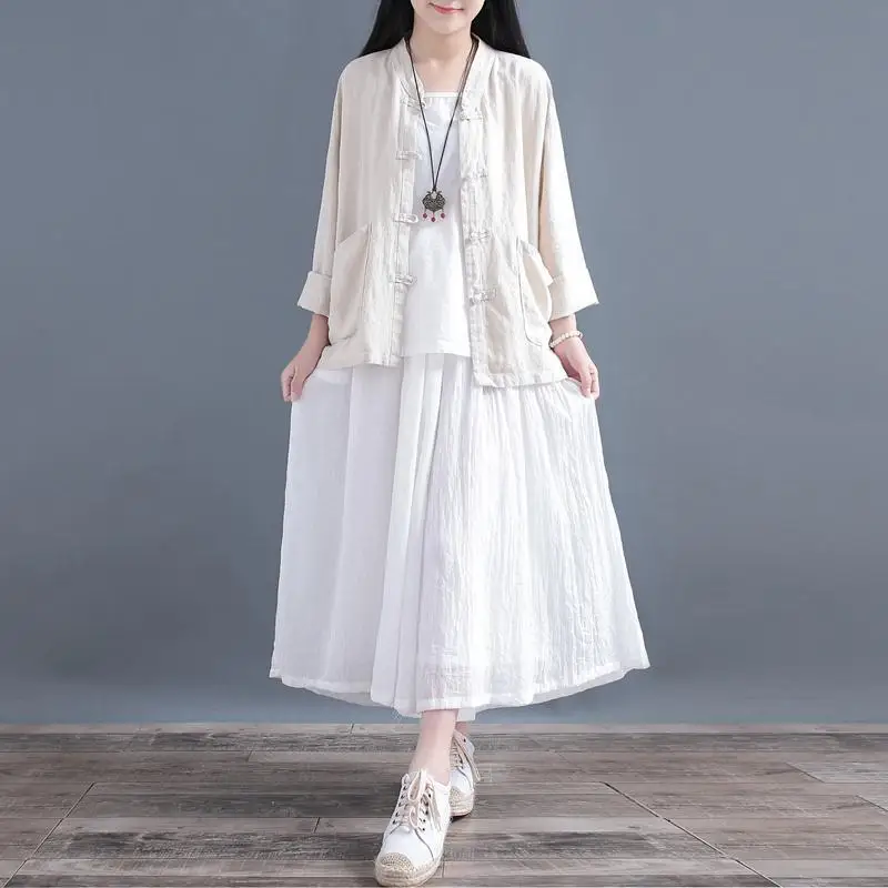 Women Chinese Shirt Tang Suit Linen Top