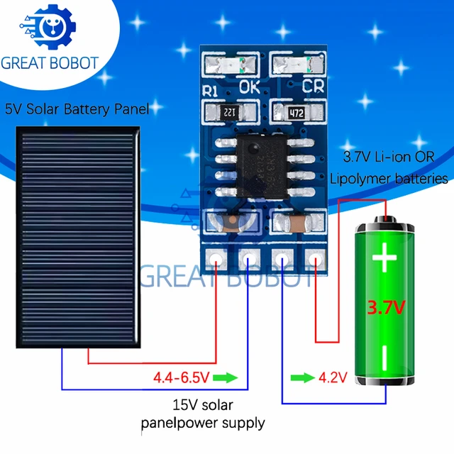 1-10 pièces SD05CRMA MPPT contrôleur de Charge solaire 1A 4.2V 3.7V 18650 LiPo Li-ion Module de batterie au Lithium panneau solaire de Charge de batterie 1