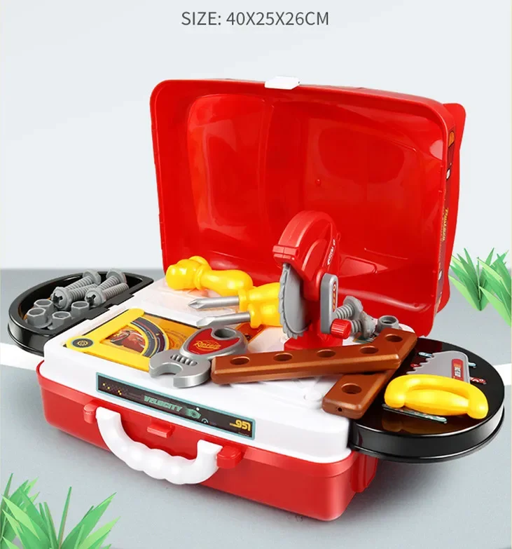 [Disney] 3 in1 Cars Lightning McQueen Toolbox Toy Set  Mickey mouse Simulated kitchen set play house set kids toys for baby gift 6