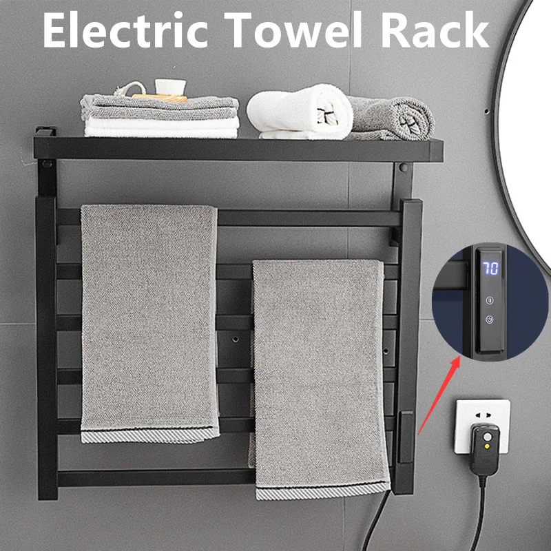

New Intelligent Electric Towel Warmer Heated Towel Rail Antibacterial Disinfection Wall Mounted Space Aluminum Towel Dryer Rack