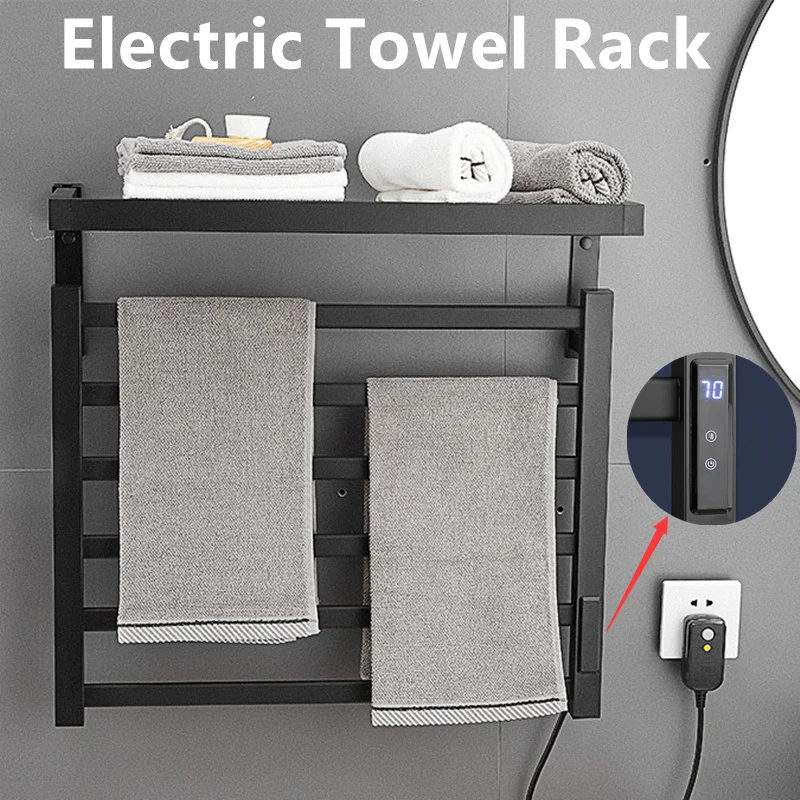 New Intelligent Electric Towel Warmer Heated Towel Rail Antibacterial Disinfection Wall Mounted Space Aluminum Towel Dryer Rack