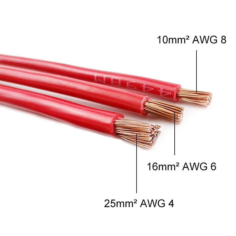 Battery Cable Set Power Connector 8/6/4/2AWG Stranded Copper Cord Solar Power Connection Wire with Terminals Lugs