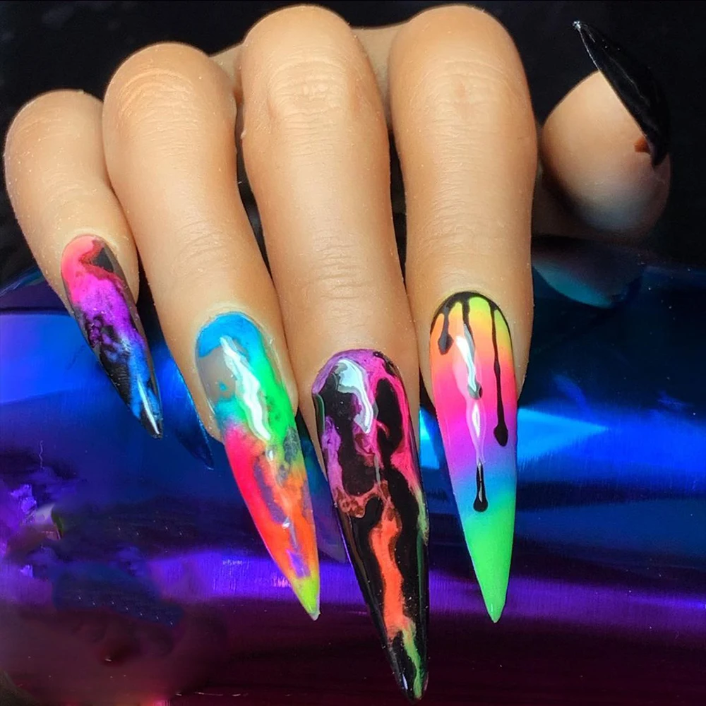 10 ml Neon Nail Glitter Powder Fluorescent Pigment Powder Decortion Bright  Color Nails accessories for Everything Manicure Dust - AliExpress