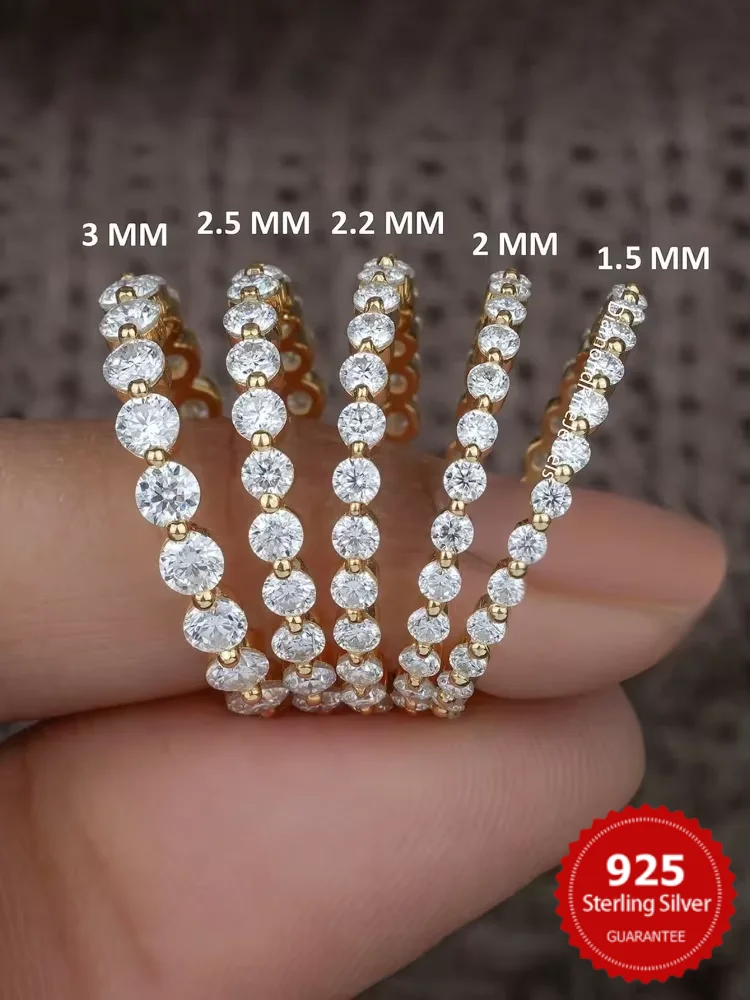 925 Sterling Silber Zirkon Modische 1,5 MM 2 MM Glänzenden Runden Ring Für Frauen, Verlobung, Hochzeit Luxus Hohe Qualität edlen Schmuck