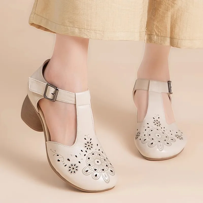 Women Summer Genuine Leather Hollow Out Sandals main image 0