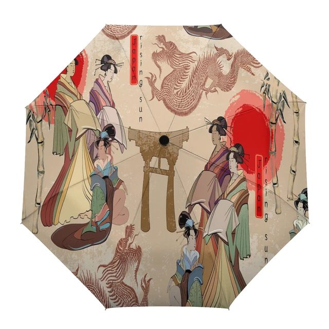 Bella donna giapponese 3D con abiti tradizionali giapponesi e ombrello ad  acquerello · Creative Fabrica