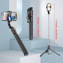 Wireless Selfie Stick with Bluetooth Remote and Foldable Stand (No light)