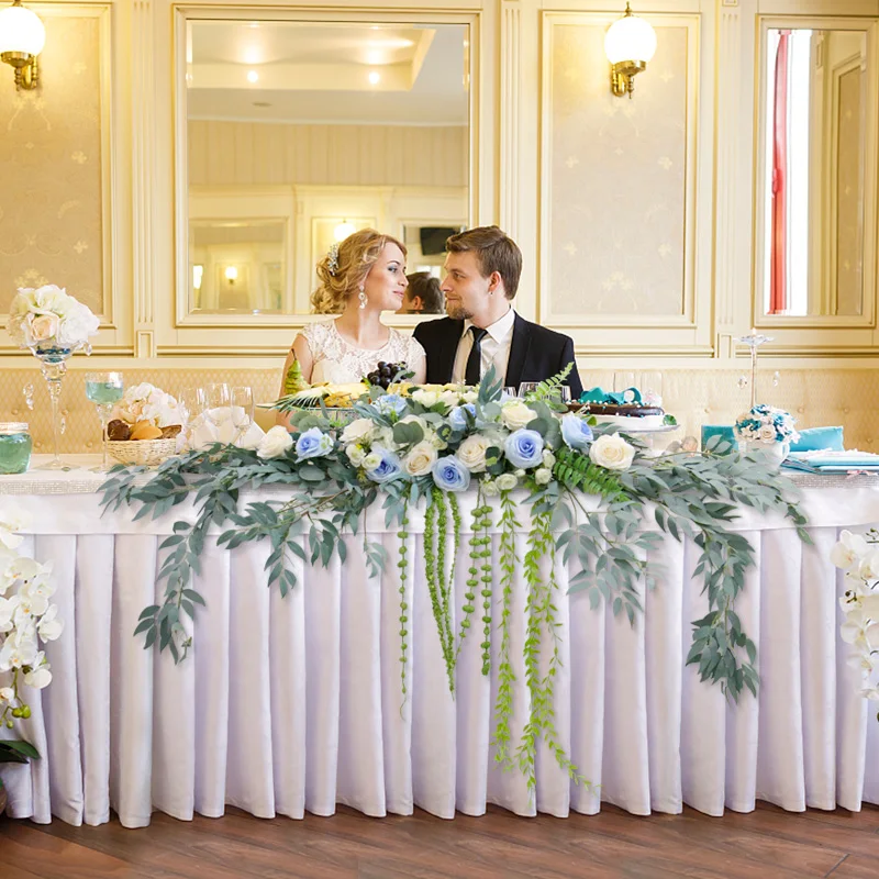 Tubayia - Ghirlanda di fiori artificiali, ghirlanda da appendere alla porta, decorazione per matrimoni, colore: rosa chiaro
