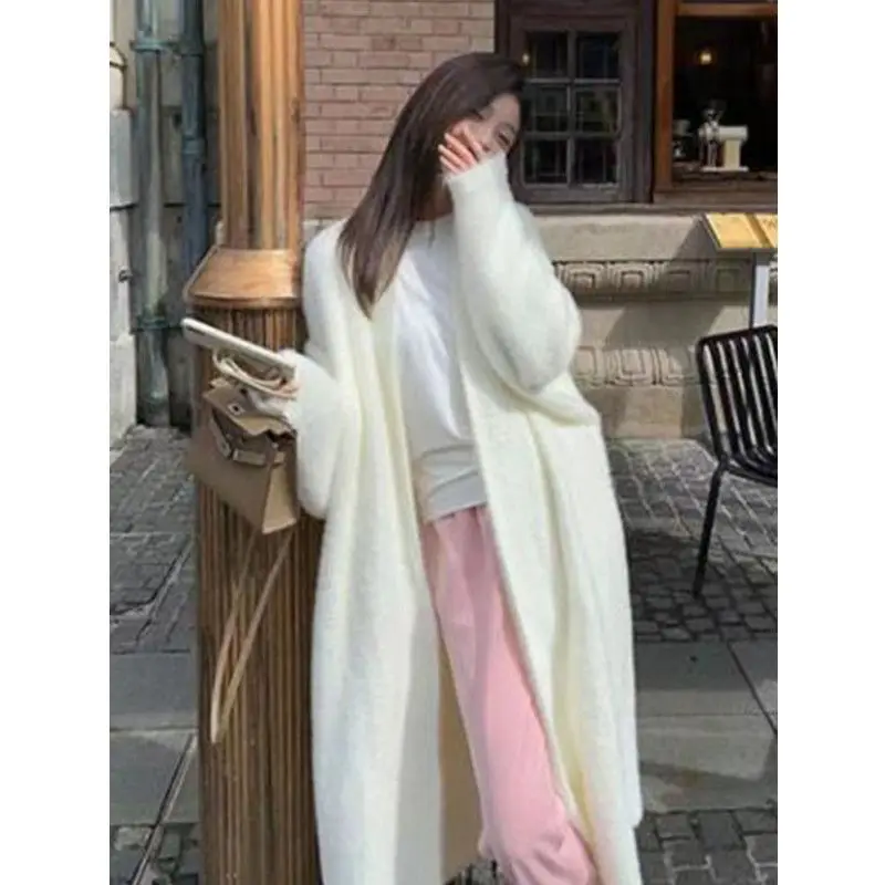 

Gentle Mink Fleece Sweater Long Cardigan Women's Mid Length Loose Imitation Mink Fleece Knitted Women's Coat Cardigan Women