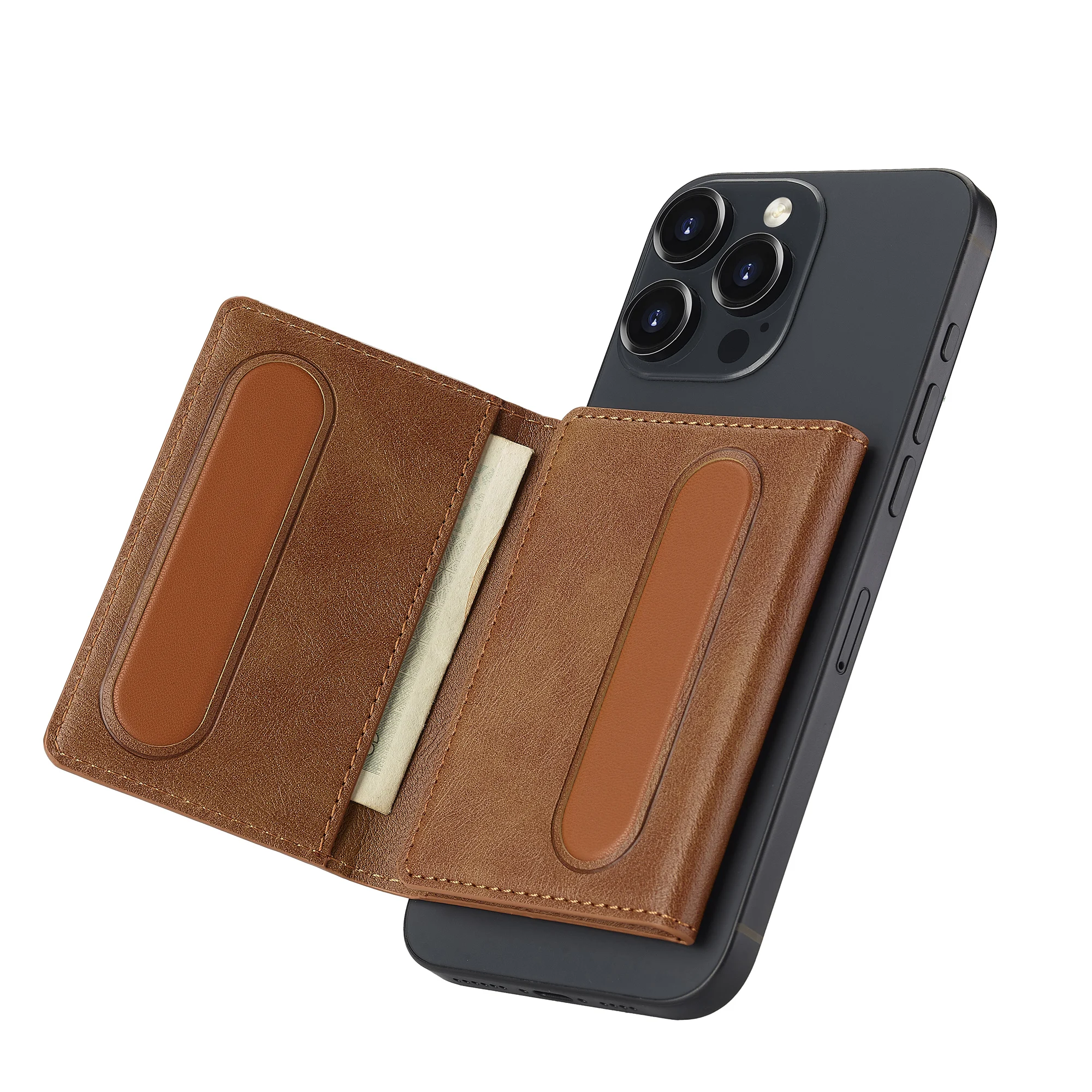 Magnetic Leather Card Holder Wallet with Magsafe Functionality