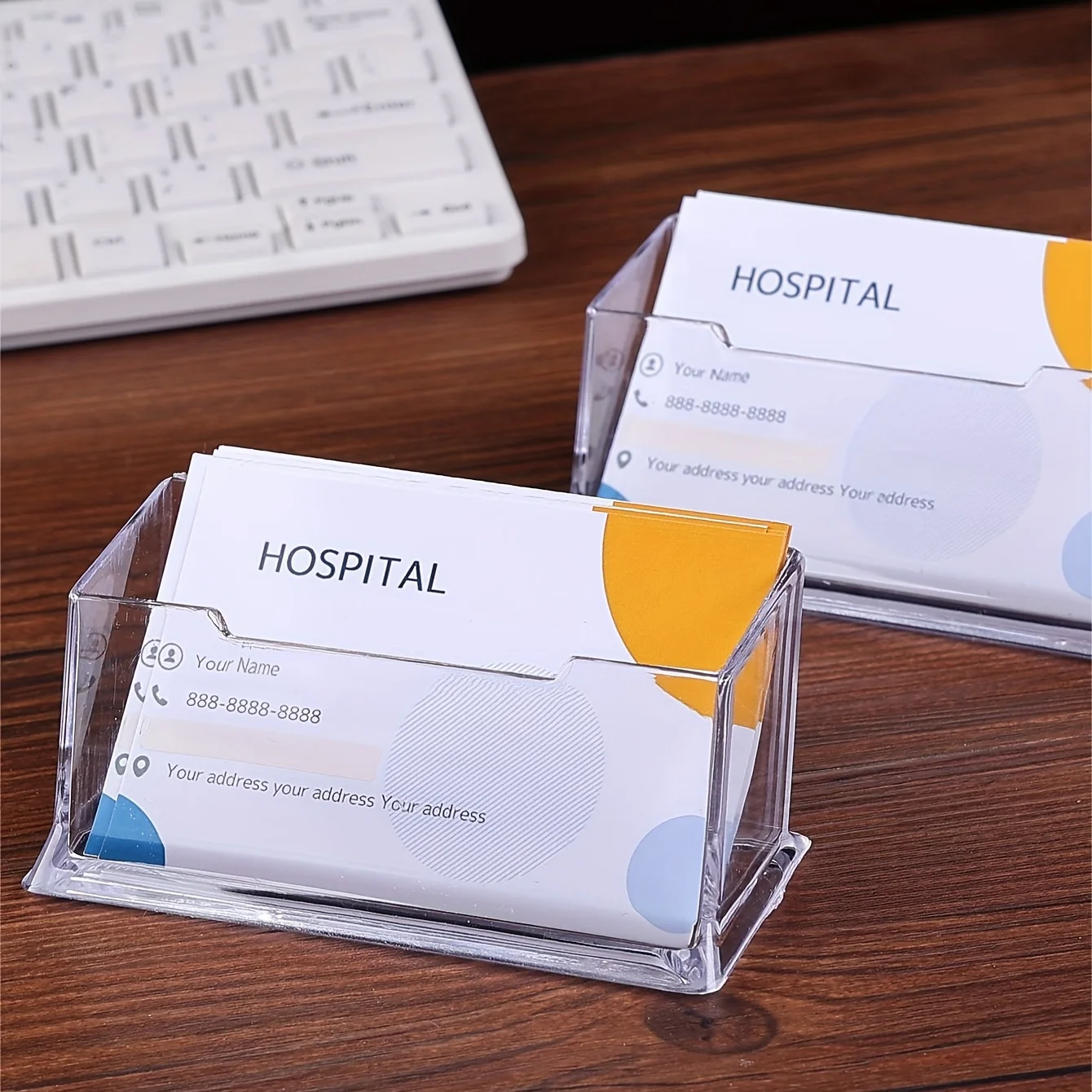 2psc Fashion acrylic desktop card holder Creative organizer, office desktop accessories, stationery travel organizer 5