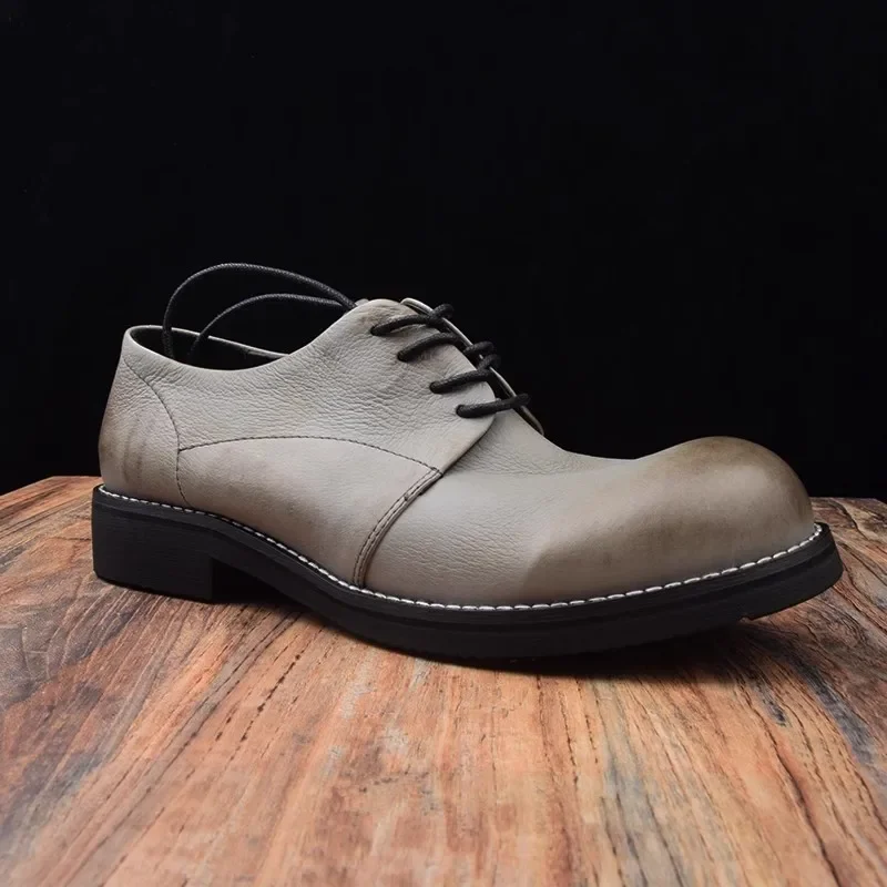 Retro men's casual leather shoes big head leather shoes spring autumn men's