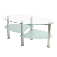 Table Basse Table de Salon Table à Thé Scandinave Forme Variable Style Contemporain Verre Laqué 3 Couches 90 x 45 x 43 cm 5