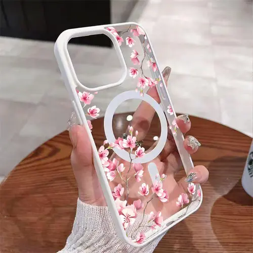 Pink Cherry Elegant Floral Background Design Magnetic Phone Case For iPhone 17 16 15 14 13 12 Pro Max 11 16 Plus 16E 17Air Cover - Image 9