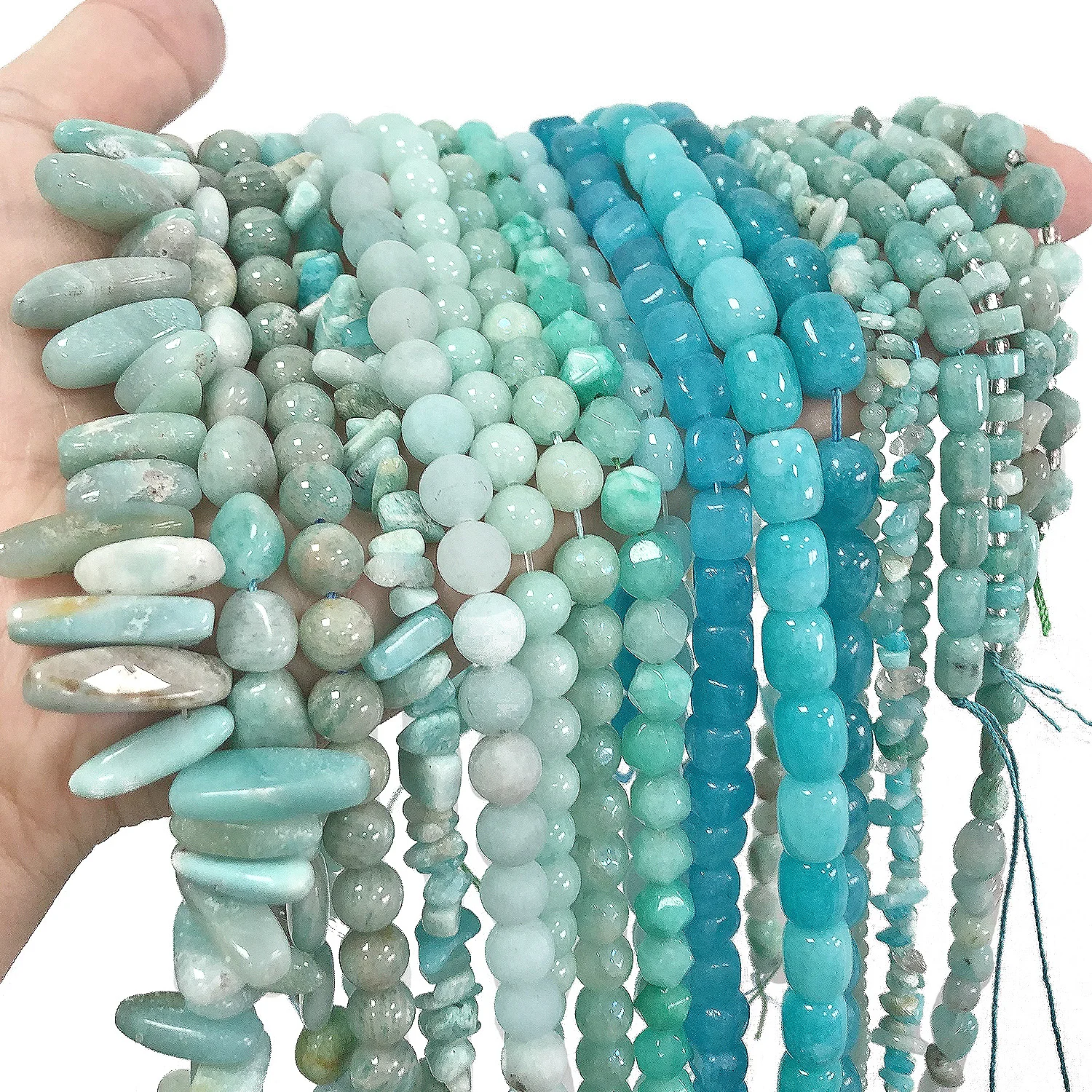 고품질 천연 석재면 처리 된 라운드 불규칙한 Amazonite 느슨한 스페이서 ..