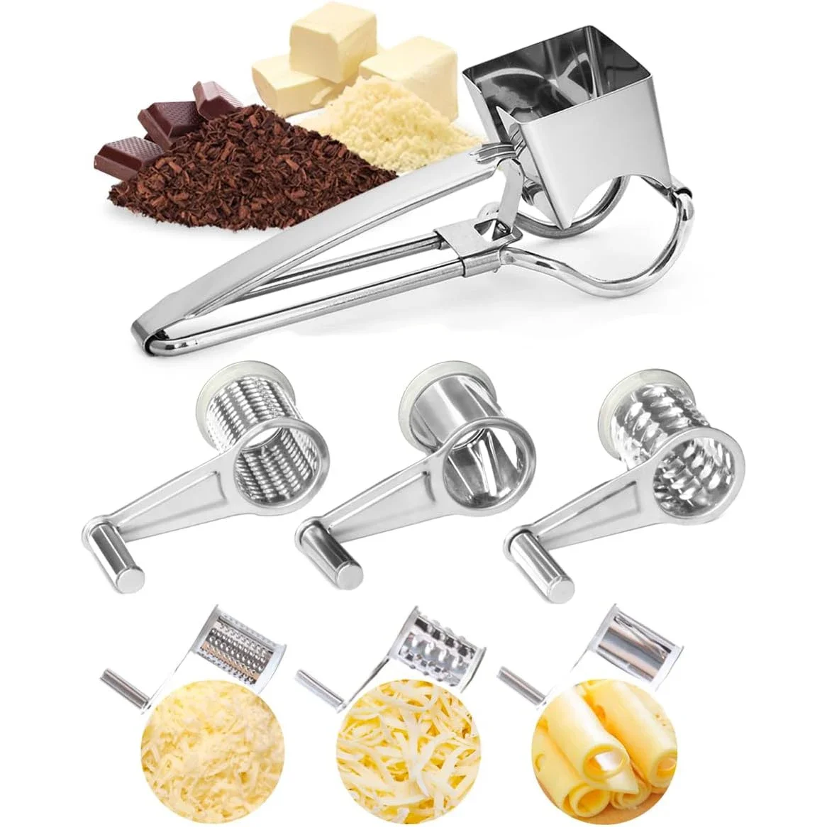 Manual Cheese Grater Crank Rotary Blades Stainless Steel Vegetable Chopper Multifunctional Kitchen Gadget Supplement Grinder