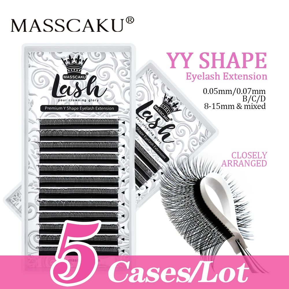 

YY Eyelashes Extension 0.07 D Curl 8-15mm Single Tray Lash Extension Easy Premade Fans 2D Soft Matte Black lashes(5 pcs /lot)