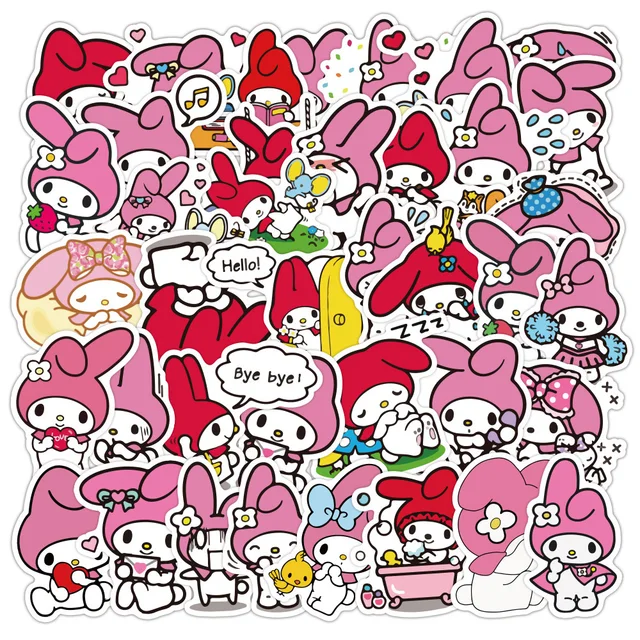 50/100Pcs Kawaii My Melody Kuromi Hello Kitty Stickers Voor Kids