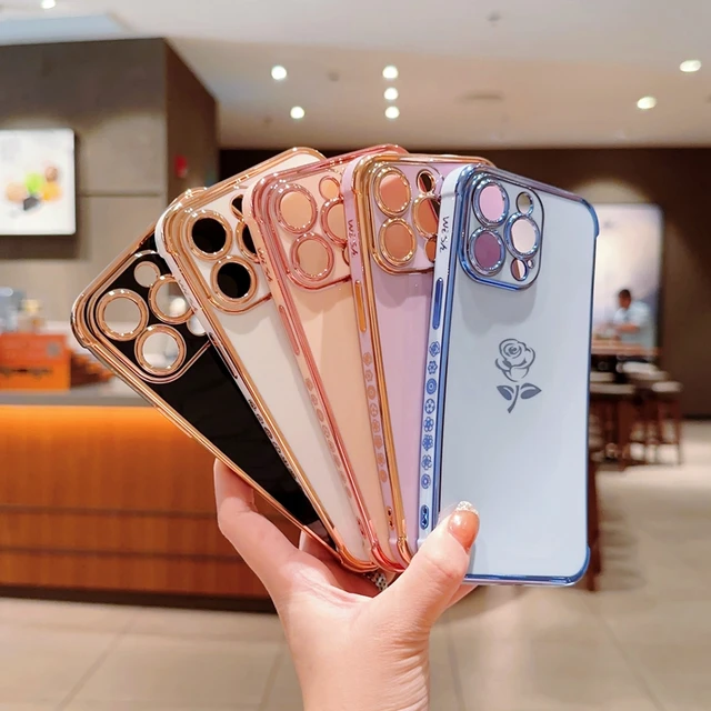 Funda de silicona para teléfono móvil, carcasa suave de lujo con flores rosas para iPhone 11, 12, 13, 14, 15 Pro Max, X, Xs Max, XR, 7, 8 Plus, Mini SE 2020 - Image 6