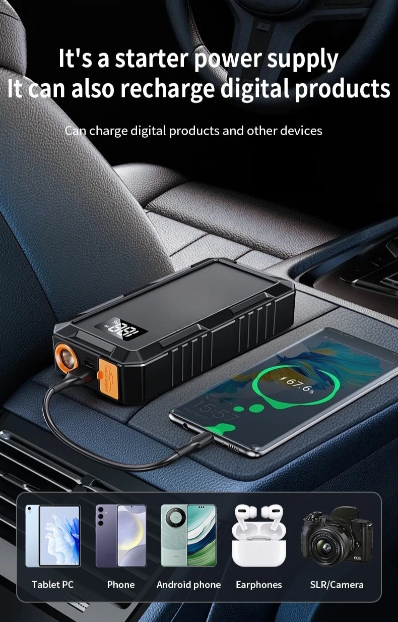 12V 16000mAh Car Jump Starter Emergency Starting Device Portable Battery Booster