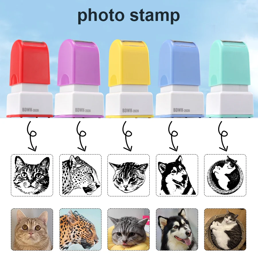 pet portrait stamps DIY dog shaped stamps personalized cat and dog souvenirs gifts 5-color ink options