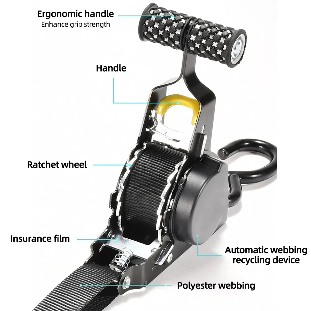 Enhanced Product Title:  
Heavy-Duty Retractable Cargo Straps with Ratchet Tensioner