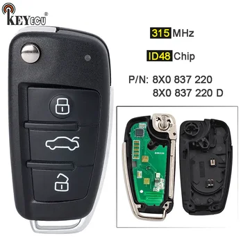 Keyforkess 433MHz ID48 Chip 8 x0 837 220 D 8 x0837220d sostituzione Flip Remote Key Fob 3 pulsanti per Audi A1 Q3 TT R8 2006-2017