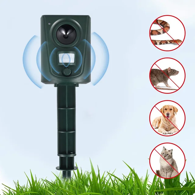 Madárrepleller Ultrahang Sonic Rágcsálók Visszaszorító Kültéri Kerti Ultra Állati Reszelő Kártevő Kutya Macska Mosómedve Diszpeller - Image 6