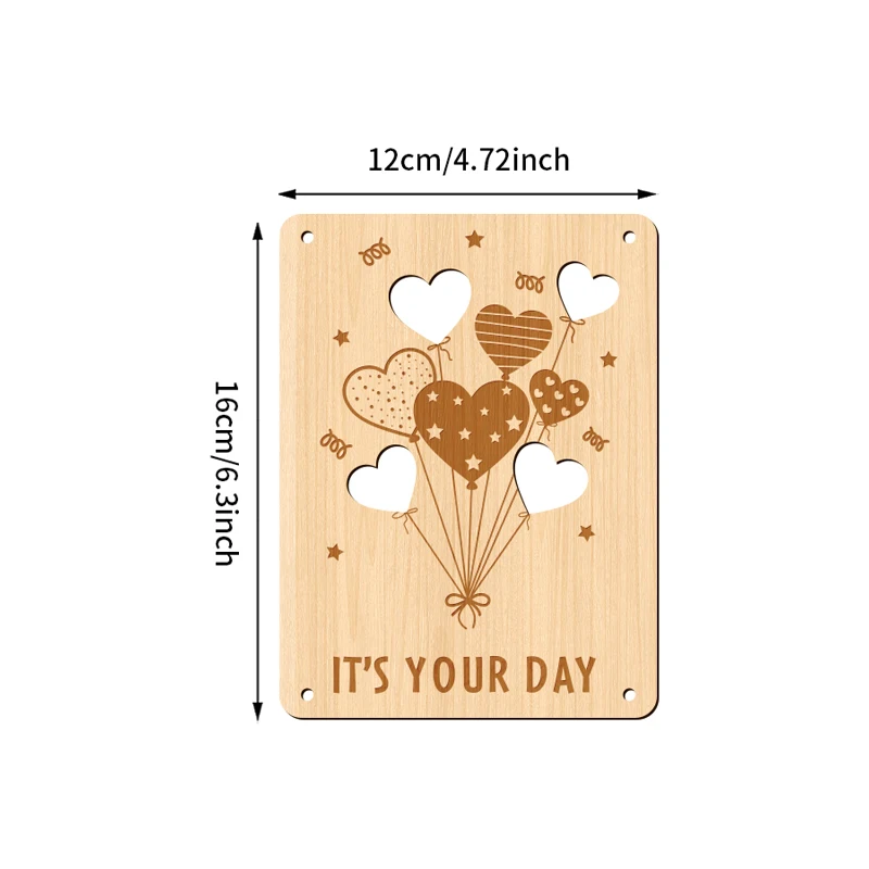 Elegant Wooden Heart Balloon Greeting Card - Perfect for Weddings, Birthdays, and Special Occasions