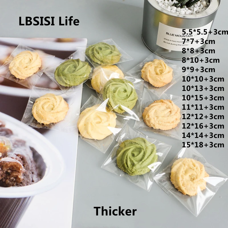 Transparent Clear Biscuit Bread Cookie Bags Food Candy Chocolate Wedding Birthday Party Plastic Packaging Bag 100pcs storage bag,storage box