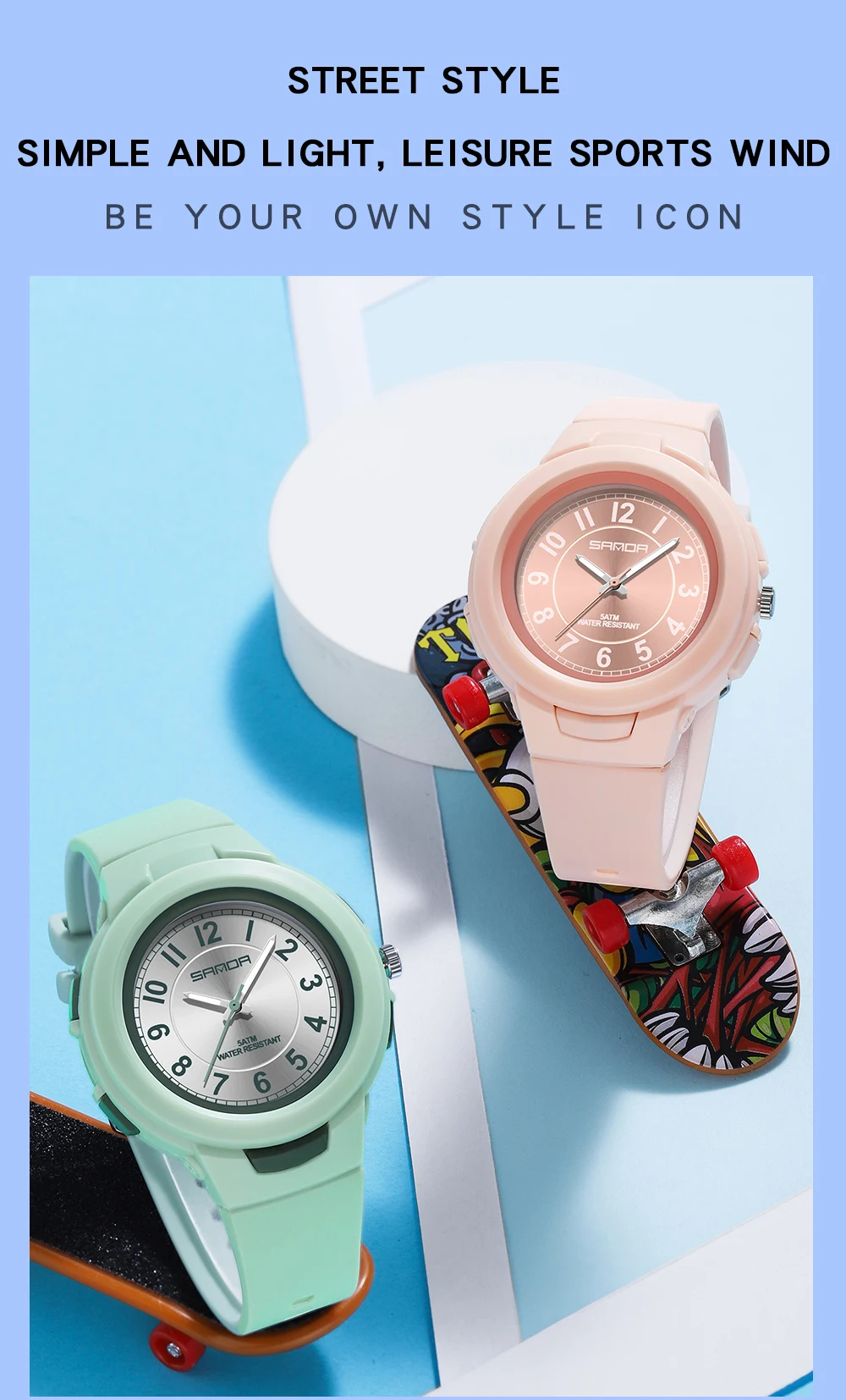 SANDA 2023 New Fashion Trend Ladies Watch Sports 30M Waterproof Wrist Watch Ladies Watch Casual Clock Relogio Feminino 6095