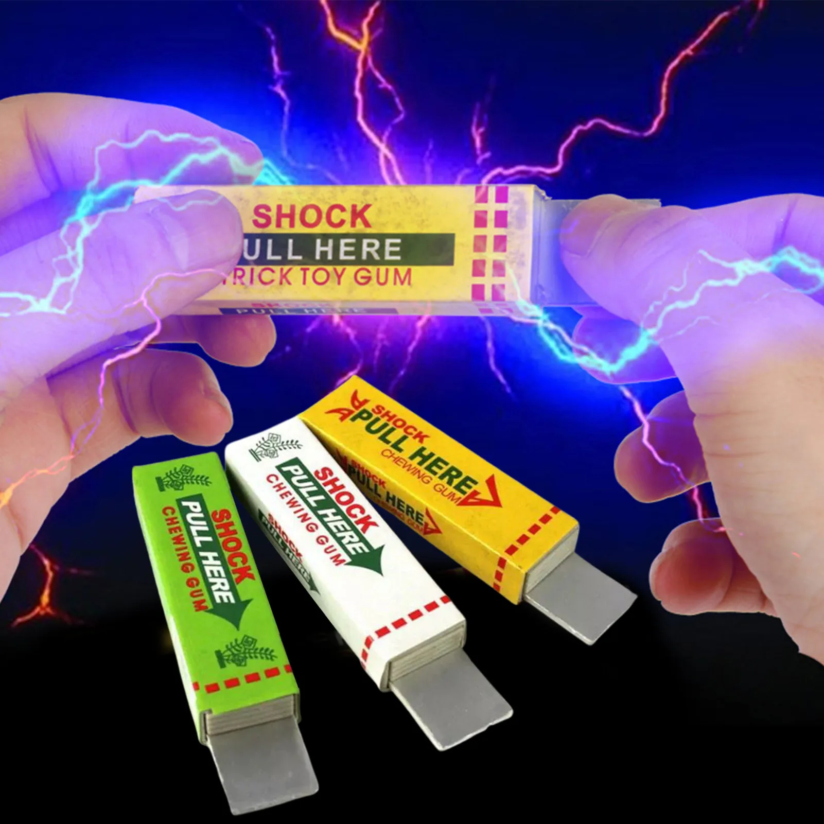 Funny Electric Shock Joke Chewing Gum Safety Pull Head Shocking Toys Kid Chewing Gum Prank Toys Gift Gadget Prank Trick Gag