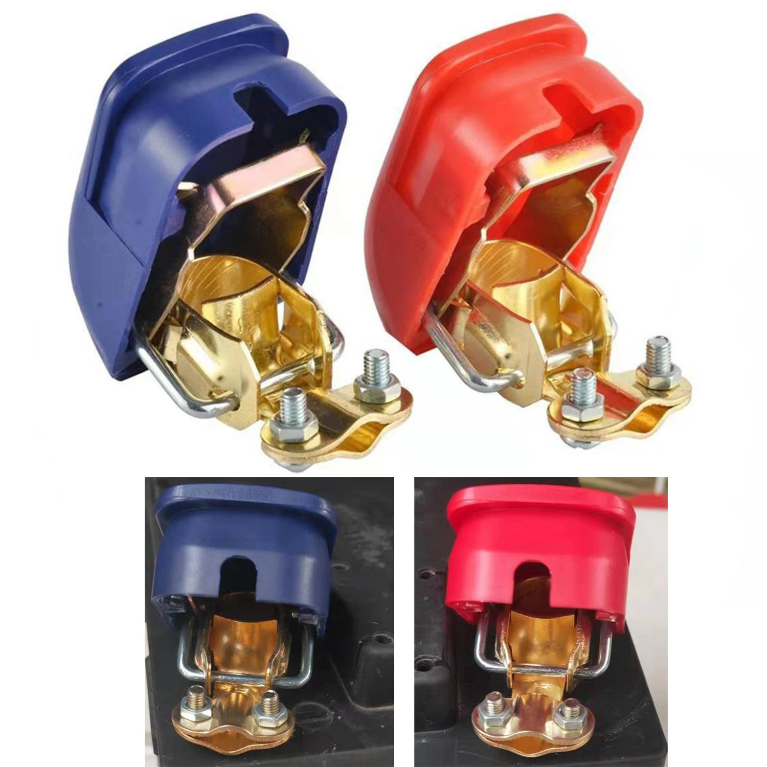 Battery Terminal Connectors Battery Connectors Electrical Connectors Battery Terminal Covers 2Pcs Car Battery Terminal Connector 12V 24V Clamp Adjust Disconnect Top Post Cover Quick Release Tool