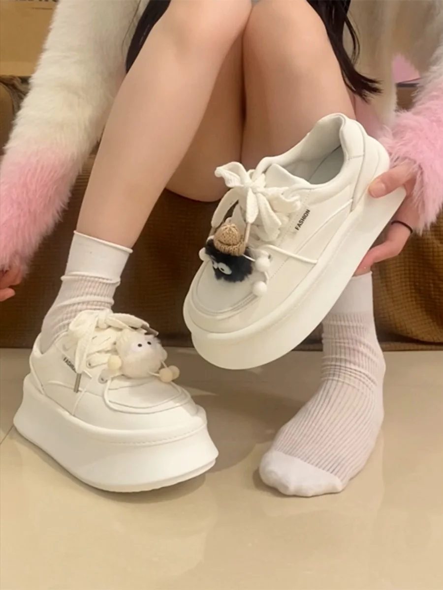 

Shallow Mouth Round Toe All-Match Shoes Woman 2023 Slip On Sneakers Modis Clogs Platform Autumn New Small Sports Cute Casual Cre